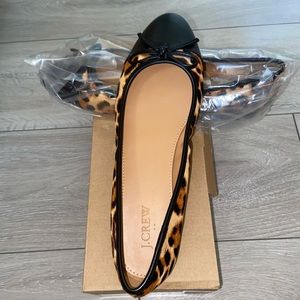 J Crew Calf Hair Ballet Flats Captoe Leopard Brand New 9